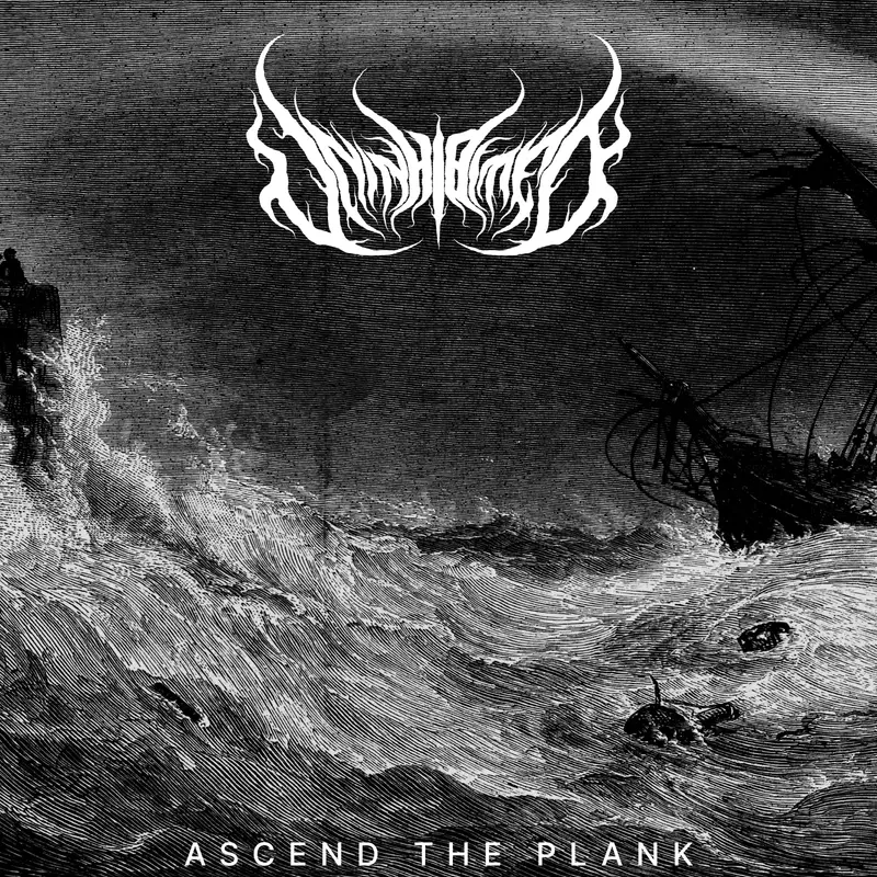 Ascend the Plank cover: a black and white engraving of a ship wrecked in a storm